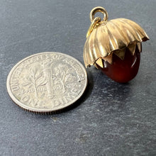 Load image into Gallery viewer, Large Acorn Carnelian Chalcedony 18K Yellow Gold Charm Pendant