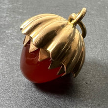 Load image into Gallery viewer, Large Acorn Carnelian Chalcedony 18K Yellow Gold Charm Pendant