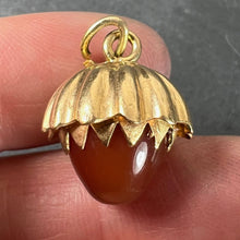Load image into Gallery viewer, Large Acorn Carnelian Chalcedony 18K Yellow Gold Charm Pendant