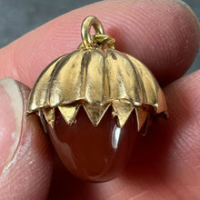 Load image into Gallery viewer, Large Acorn Carnelian Chalcedony 18K Yellow Gold Charm Pendant