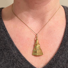 Load image into Gallery viewer, Spanish Fan Bullfight Scene 18K Yellow Gold Enamel Charm Pendant