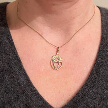 Load image into Gallery viewer, French Intertwined Crowned Sacred Hearts 18K Yellow Gold Charm Pendant