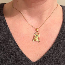 Load image into Gallery viewer, Bird on Perch Cartoon Character 18K Yellow Gold Charm Pendant