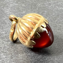 Load image into Gallery viewer, Small Italian Acorn Carnelian Chalcedony 18K Yellow Gold Charm Pendant