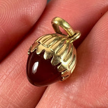 Load image into Gallery viewer, Small Italian Acorn Carnelian Chalcedony 18K Yellow Gold Charm Pendant