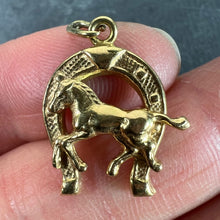 Load image into Gallery viewer, Italian 18K Yellow Gold Lucky Horseshoe Horse Charm Pendant