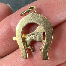 Load image into Gallery viewer, Italian 18K Yellow Gold Lucky Horseshoe Horse Charm Pendant