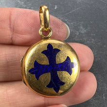 Load image into Gallery viewer, True Cross Reliquary 18K Yellow Gold Enamel Locket Pendant