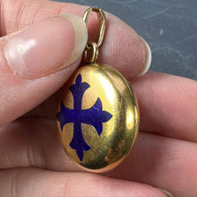 Load image into Gallery viewer, True Cross Reliquary 18K Yellow Gold Enamel Locket Pendant