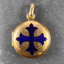 Load image into Gallery viewer, True Cross Reliquary 18K Yellow Gold Enamel Locket Pendant