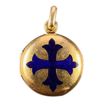 Load image into Gallery viewer, True Cross Reliquary 18K Yellow Gold Enamel Locket Pendant