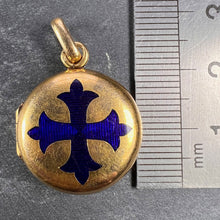 Load image into Gallery viewer, True Cross Reliquary 18K Yellow Gold Enamel Locket Pendant