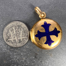 Load image into Gallery viewer, True Cross Reliquary 18K Yellow Gold Enamel Locket Pendant