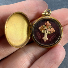 Load image into Gallery viewer, True Cross Reliquary 18K Yellow Gold Enamel Locket Pendant