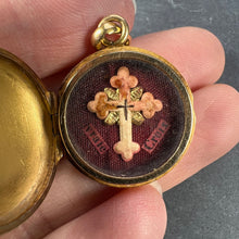 Load image into Gallery viewer, True Cross Reliquary 18K Yellow Gold Enamel Locket Pendant