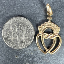 Load image into Gallery viewer, French Intertwined Crowned Sacred Hearts 18K Yellow Gold Charm Pendant
