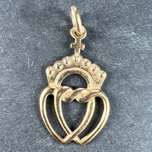 Load image into Gallery viewer, French Intertwined Crowned Sacred Hearts 18K Yellow Gold Charm Pendant