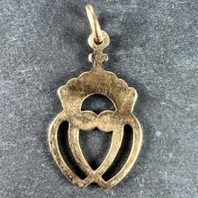 Load image into Gallery viewer, French Intertwined Crowned Sacred Hearts 18K Yellow Gold Charm Pendant