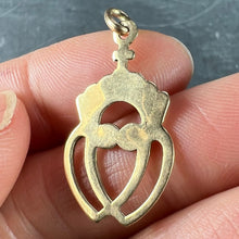 Load image into Gallery viewer, French Intertwined Crowned Sacred Hearts 18K Yellow Gold Charm Pendant