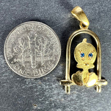 Load image into Gallery viewer, Bird on Perch Cartoon Character 18K Yellow Gold Charm Pendant