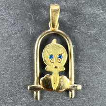 Load image into Gallery viewer, Bird on Perch Cartoon Character 18K Yellow Gold Charm Pendant