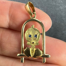 Load image into Gallery viewer, Bird on Perch Cartoon Character 18K Yellow Gold Charm Pendant