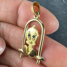Load image into Gallery viewer, Bird on Perch Cartoon Character 18K Yellow Gold Charm Pendant