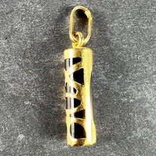 Load image into Gallery viewer, Tiki Totem 18K Yellow Gold Onyx Good Luck Charm Pendant