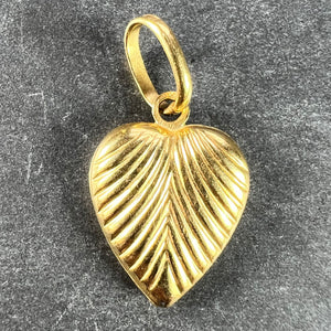 Italian 18K Yellow Gold Puffy Heart Charm Pendant