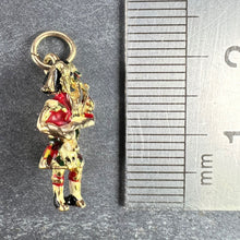 Load image into Gallery viewer, 9K Yellow Gold Enamel Scottish Bagpipe Player Charm Pendant