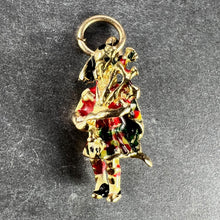 Load image into Gallery viewer, 9K Yellow Gold Enamel Scottish Bagpipe Player Charm Pendant