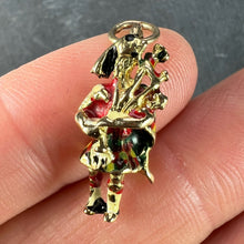 Load image into Gallery viewer, 9K Yellow Gold Enamel Scottish Bagpipe Player Charm Pendant