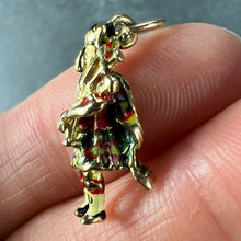 Load image into Gallery viewer, 9K Yellow Gold Enamel Scottish Bagpipe Player Charm Pendant
