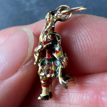 Load image into Gallery viewer, 9K Yellow Gold Enamel Scottish Bagpipe Player Charm Pendant