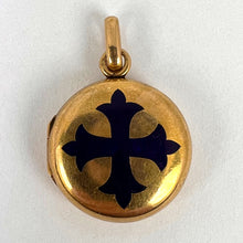 Load image into Gallery viewer, True Cross Reliquary 18K Yellow Gold Enamel Locket Pendant