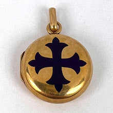 Load image into Gallery viewer, True Cross Reliquary 18K Yellow Gold Enamel Locket Pendant