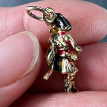 Load image into Gallery viewer, 9K Yellow Gold Enamel Scottish Bagpipe Player Charm Pendant