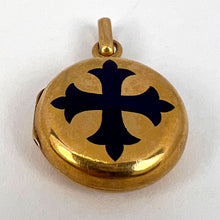 Load image into Gallery viewer, True Cross Reliquary 18K Yellow Gold Enamel Locket Pendant