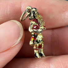 Load image into Gallery viewer, 9K Yellow Gold Enamel Scottish Bagpipe Player Charm Pendant