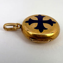 Load image into Gallery viewer, True Cross Reliquary 18K Yellow Gold Enamel Locket Pendant
