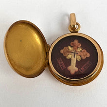 Load image into Gallery viewer, True Cross Reliquary 18K Yellow Gold Enamel Locket Pendant