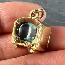 Load image into Gallery viewer, Italian UnoAErre Television TV 18K Yellow Gold Green Paste Charm Pendant
