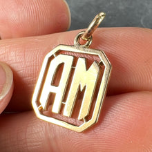 Load image into Gallery viewer, 18K Yellow Gold MA or AM Monogram Initials Charm Pendant