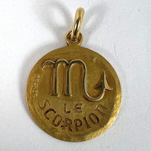 Load image into Gallery viewer, Becker French Zodiac Scorpio Starsign 18K Yellow Gold Charm Pendant