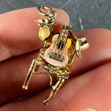 Load image into Gallery viewer, Spanish Guitar Castanets Hat Musicians Chair 18K Yellow Gold Charm Pendant