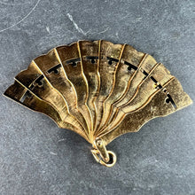 Load image into Gallery viewer, Spanish Fan Bullfight Scene 18K Yellow Gold Enamel Charm Pendant