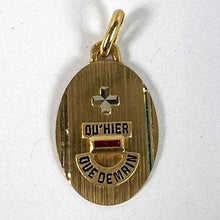 Load image into Gallery viewer, French Augis Plus Qu’Hier 18K Yellow White Gold Enamel Ruby Love Pendant