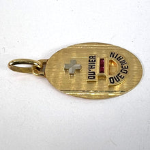 Load image into Gallery viewer, French Augis Plus Qu’Hier 18K Yellow White Gold Enamel Ruby Love Pendant