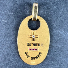 Load image into Gallery viewer, Augis French Plus Qu’Hier Ruby Diamond 18K Yellow Gold Love Charm Pendant