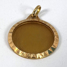 Load image into Gallery viewer, French Round Ridged Frame Matt Blank 18K Yellow Gold Medal Pendant